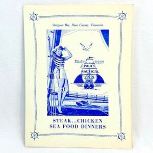 Rare Vintage 1950s/60s Pauls Nautical Inn Restaurant Menu Door County, WI